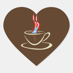 Adesivo Coração Aroma a Porto Rico Café Mug Coqui