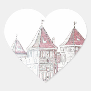 Adesivo Coração Arquitetura do Castelo Mir da Bielorrússia