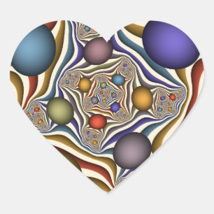 Adesivo Coração Arte abstrata fractal moderna colorida voando alto