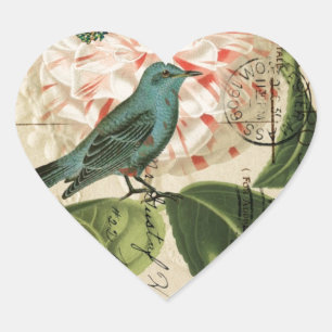 Adesivo Coração Arte botânica francesa da camélia chique do