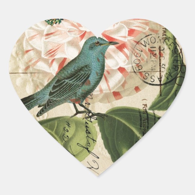 Adesivo Coração Arte botânica francesa da camélia chique do (Frente)