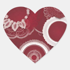 Adesivo Coração Arte Dark Red Floral AI