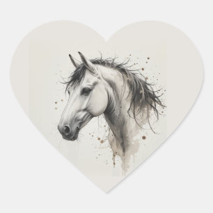 Adesivo Coração Arte de Animal de Cavalo Andaluz Lindo Amor