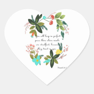 Adesivo Coração Arte inspiradora cristã - Isaiah 26:3