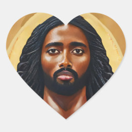 Adesivo Coração Arte Religiosa Cristo de Jesus Africano Negro