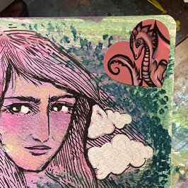 Adesivo Coração Arte Rosa Dragão Bonita dragões design geek arte