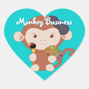 Adesivo Coração Artiste Monkey Stickers