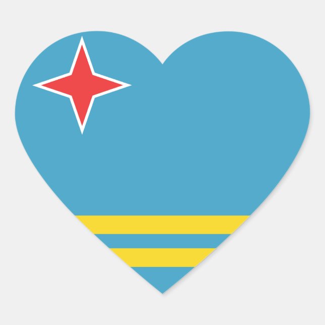 Adesivo Coração Aruba Flag Heart Sticker (Frente)