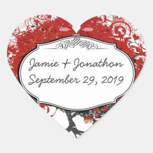 Adesivo Coração Árvore de Folhas de Coração Vermelha