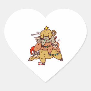 Adesivo Coração Árvore de Natal bonita Lover Pajama