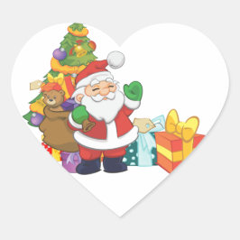 Adesivo Coração Árvore de Natal de Papai Noel