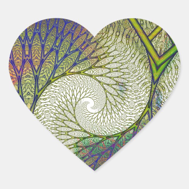 Adesivo Coração Árvore Fractal do outono (Frente)