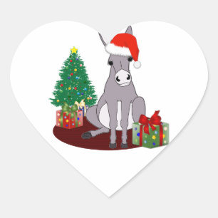 Adesivo Coração Asno bonito do Natal