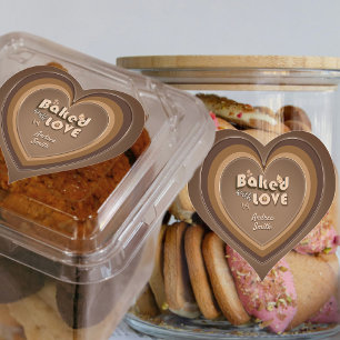 Adesivo Coração Assados Com Amor Pacote de Bens Choco Marrons Lind