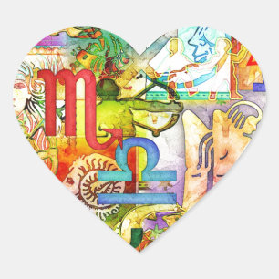 Adesivo Coração Astrologia Símbolos e Sinais Zodíacos