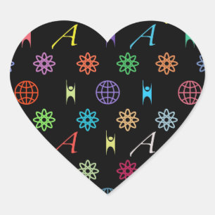 Adesivo Coração Ateísmo Monograma (a preto)