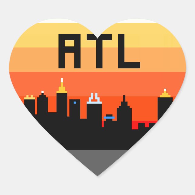 Adesivo Coração Atlanta Skyline ATL de 8 Bits (Frente)