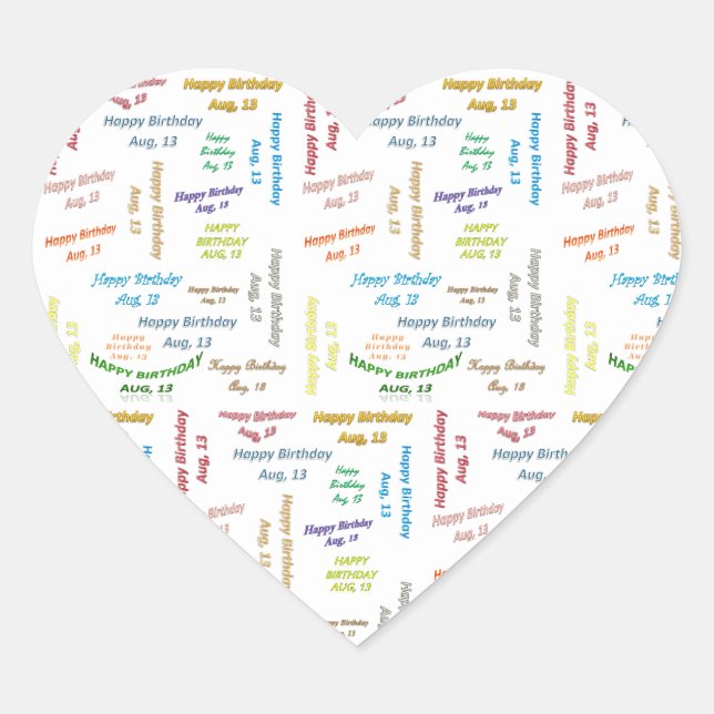 Adesivo Coração August, 13 Birthday Sticker (Frente)