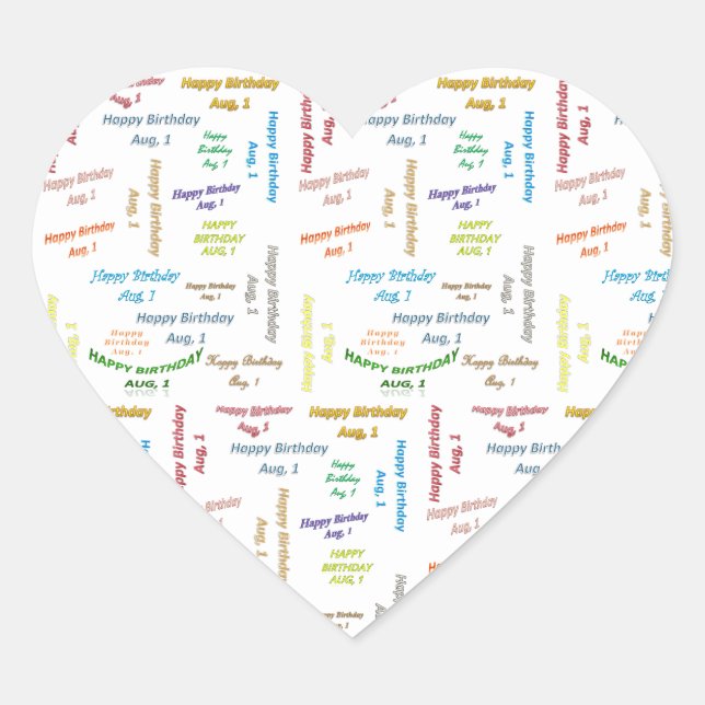 Adesivo Coração August, 1 Aniversário (Frente)