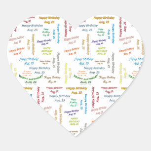 Adesivo Coração August, 25 Aniversário Sticker