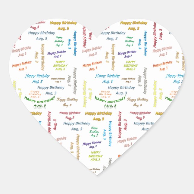 Adesivo Coração August, 3 Aniversário (Frente)