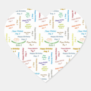 Adesivo Coração August, 3 Aniversário