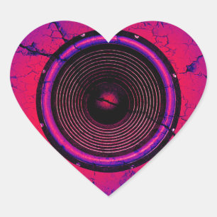 Adesivo Coração Auto-falante de música numa parede rachada