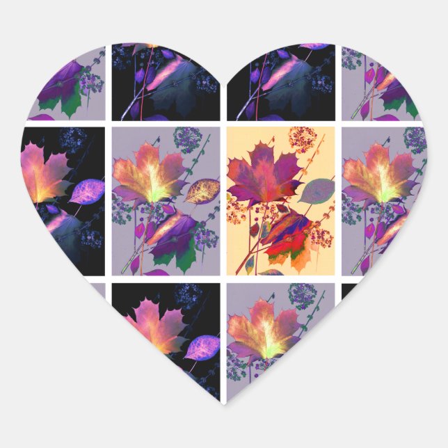 Adesivo Coração Autumn Deixa Colagem de Colagem de Colheita de Pat (Frente)