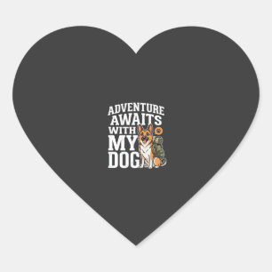 Adesivo Coração Aventura Espera Com Minha Cachorro Hiking