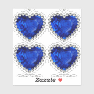 Adesivo Coração azul do aniversário do diamante da safi