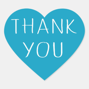 Adesivo Coração Azul E Branco, Obrigado Amor Cardíaco Turquesa