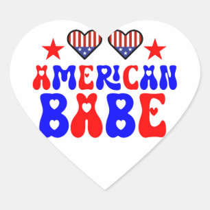 Adesivo Coração Babe Americana 4 de julho