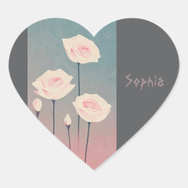 Adesivo Coração Badge Rond 5 Cm Roses, personalized