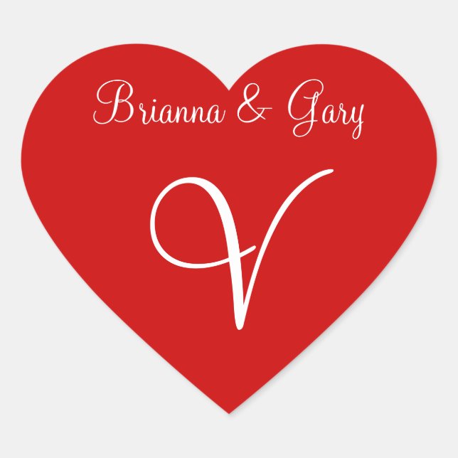 Adesivo Coração Balão Vermelho Seu Casamento Monograma (Frente)