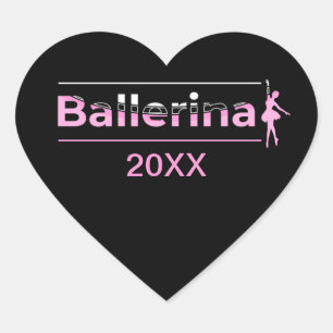 Adesivo Coração Ballerina - Arte Minimalista do Arco Dançarino Bal