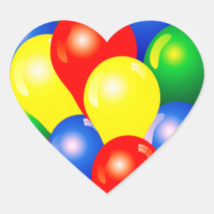 Adesivo Coração Balões coloridos festa de aniversário modelo