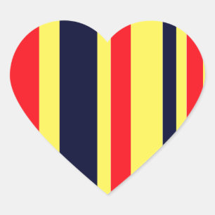 Adesivo Coração Bandas Brancas, Azuis E Vermelhas