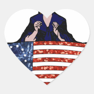 Adesivo Coração bandeira americana betsy ross