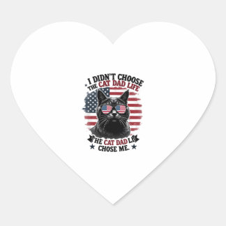 Adesivo Coração Bandeira Americana Vintage Gato Pai Dia dos Pais G