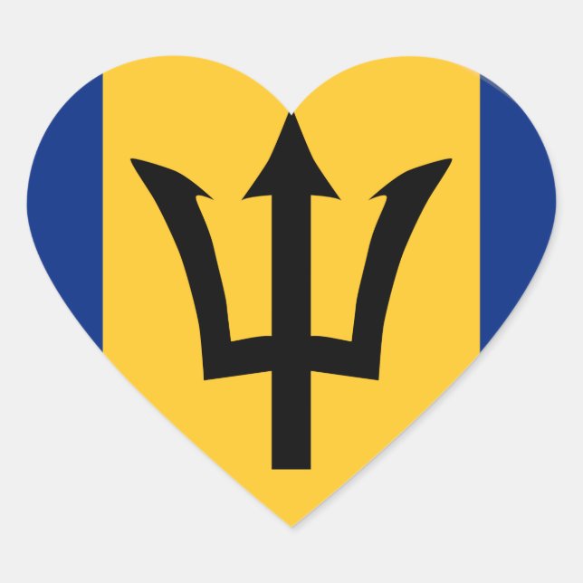 Adesivo Coração Bandeira Barbados (Frente)