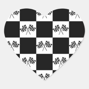 Adesivo Coração Bandeira Checkered das bandeiras das auto corridas