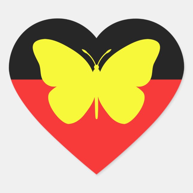Adesivo Coração Bandeira da Borboleta Aborígene (Frente)