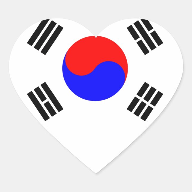 Adesivo Coração Bandeira da Coreia do Sul (Frente)