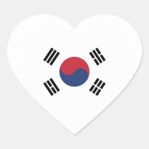 Adesivo Coração Bandeira da Coreia do Sul Coração