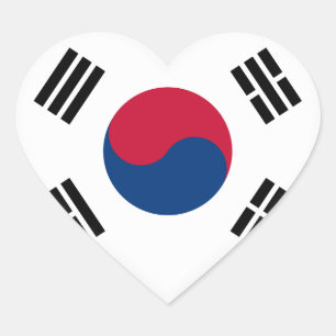 Adesivo Coração Bandeira da Coreia do Sul (Coreia do Sul)