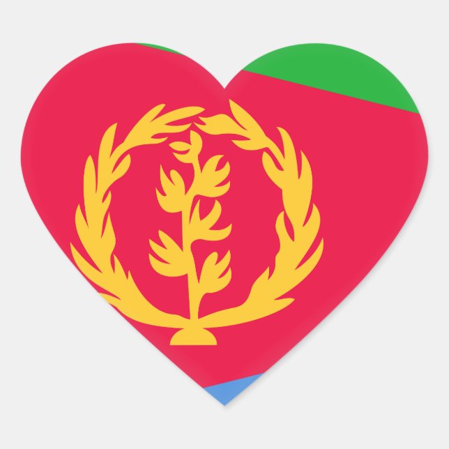 Adesivo Coração Bandeira da Eritreia (Frente)