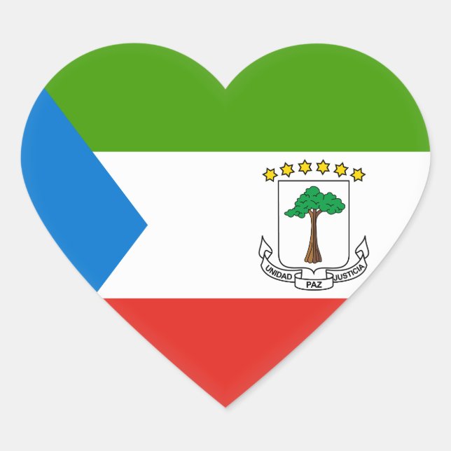 Adesivo Coração Bandeira da Guiné Equatorial (Frente)