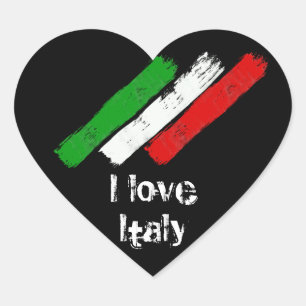 Adesivo Coração Bandeira da Itália. Eu amo a Itália.