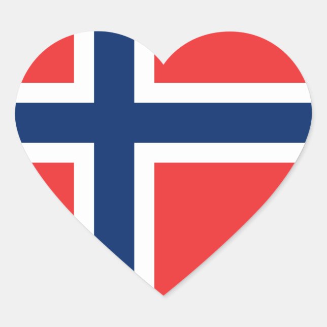 Adesivo Coração Bandeira da Noruega (Frente)