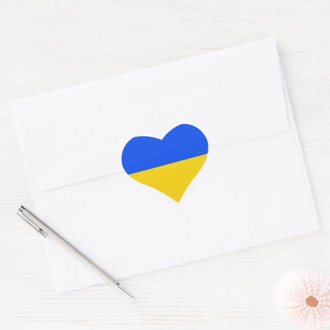 Adesivo Coração bandeira da UCRÂNIA (Envelope)